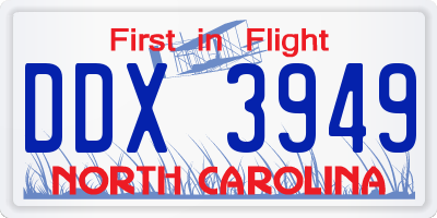 NC license plate DDX3949