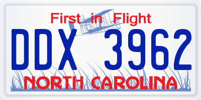 NC license plate DDX3962