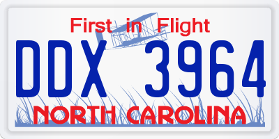 NC license plate DDX3964