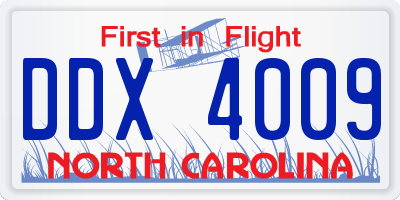 NC license plate DDX4009