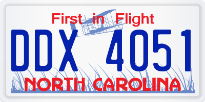 NC license plate DDX4051