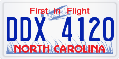 NC license plate DDX4120