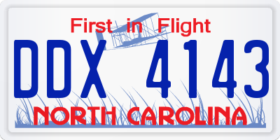 NC license plate DDX4143
