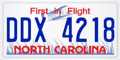 NC license plate DDX4218