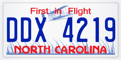 NC license plate DDX4219