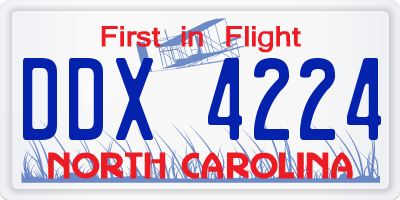 NC license plate DDX4224