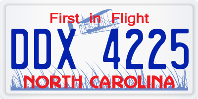 NC license plate DDX4225