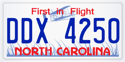 NC license plate DDX4250