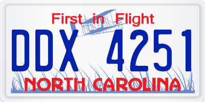 NC license plate DDX4251