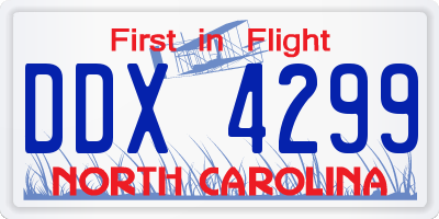 NC license plate DDX4299