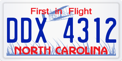 NC license plate DDX4312