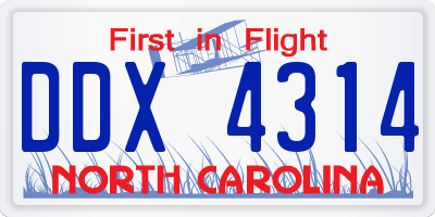 NC license plate DDX4314