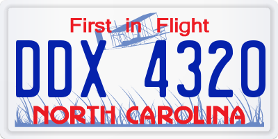 NC license plate DDX4320