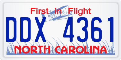 NC license plate DDX4361