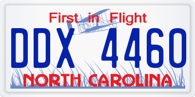 NC license plate DDX4460