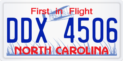 NC license plate DDX4506