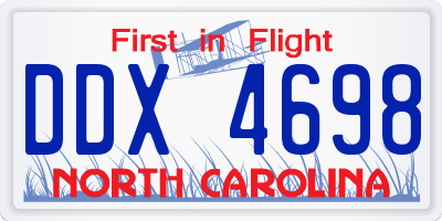 NC license plate DDX4698