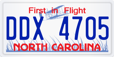 NC license plate DDX4705