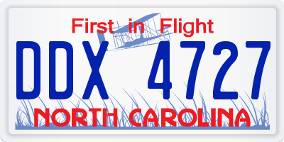 NC license plate DDX4727