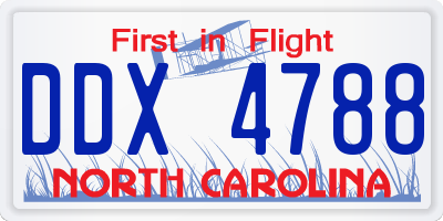 NC license plate DDX4788