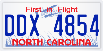 NC license plate DDX4854