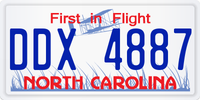 NC license plate DDX4887