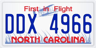 NC license plate DDX4966