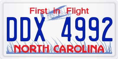 NC license plate DDX4992