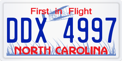 NC license plate DDX4997