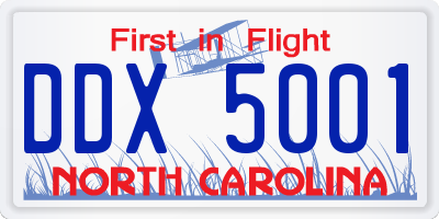 NC license plate DDX5001