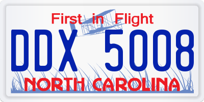 NC license plate DDX5008