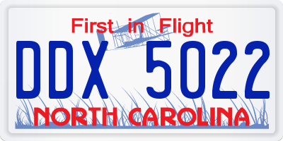 NC license plate DDX5022