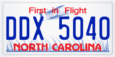NC license plate DDX5040
