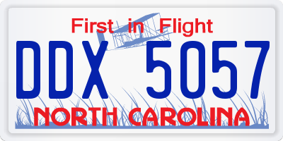 NC license plate DDX5057