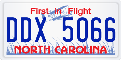 NC license plate DDX5066