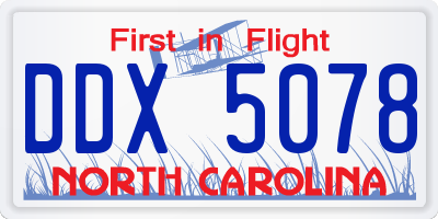 NC license plate DDX5078