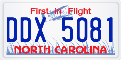 NC license plate DDX5081