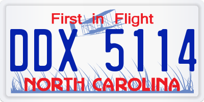 NC license plate DDX5114