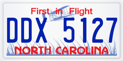 NC license plate DDX5127