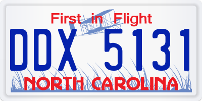 NC license plate DDX5131