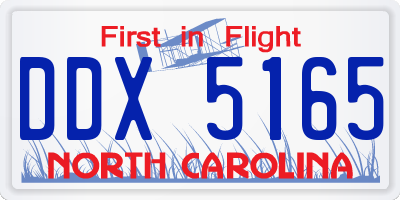 NC license plate DDX5165