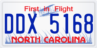 NC license plate DDX5168