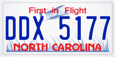 NC license plate DDX5177