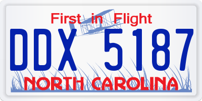 NC license plate DDX5187