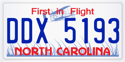 NC license plate DDX5193