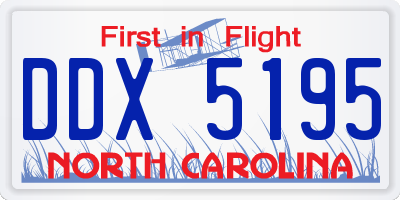 NC license plate DDX5195