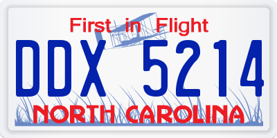 NC license plate DDX5214
