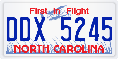 NC license plate DDX5245
