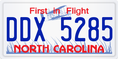 NC license plate DDX5285