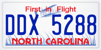 NC license plate DDX5288